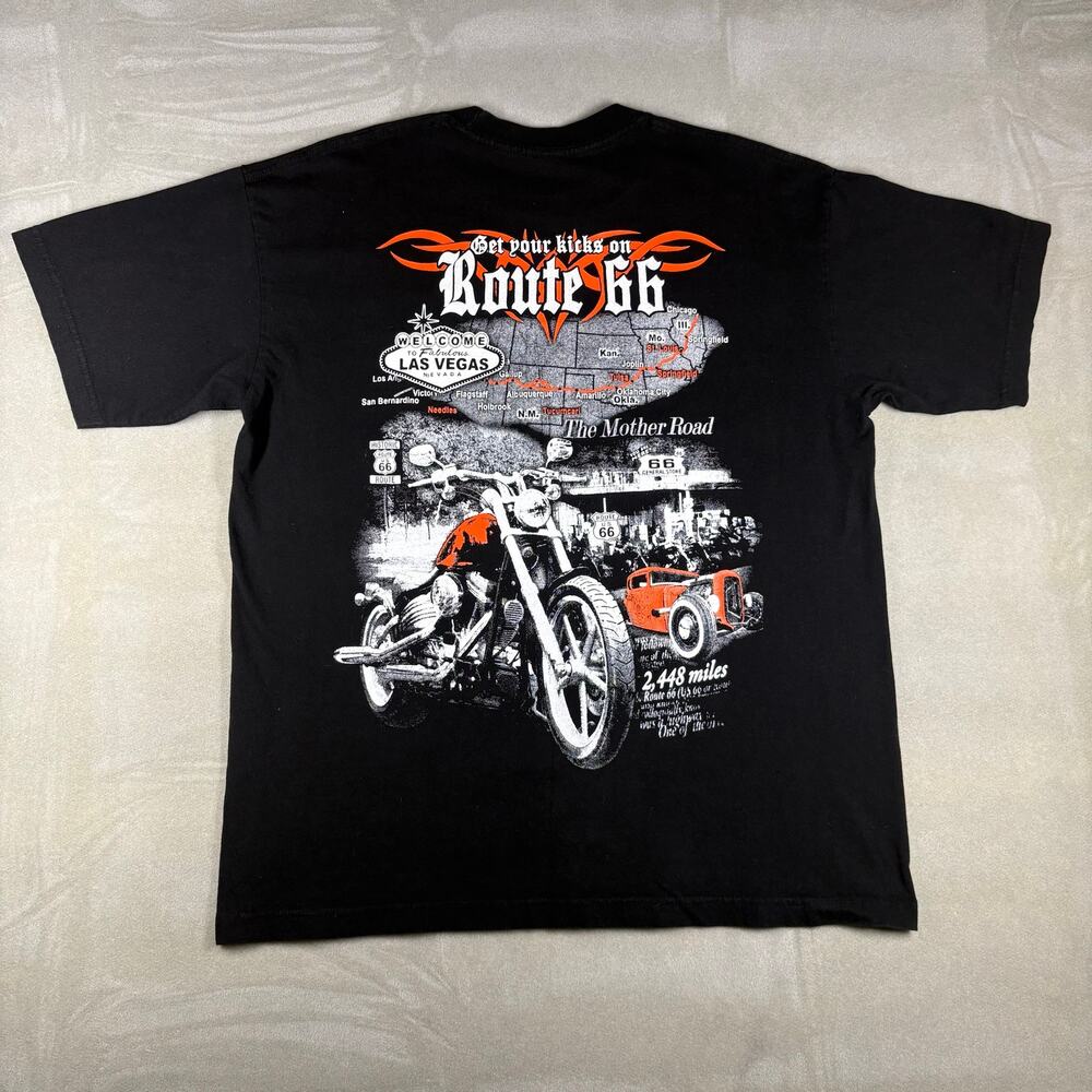 Route 66 Las Vegas Nevada Motorcycle Graphic T Shirt‎ Black Mens XL Biker